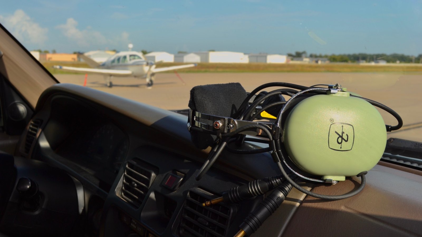 David Clark aviation headset in aircraft cockpit
